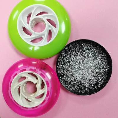 Bahan baku TPU Untuk Caster Kekerasan yang baik: Shore 74-85D Untuk pilihan ketahanan aus, ketahanan korosi.